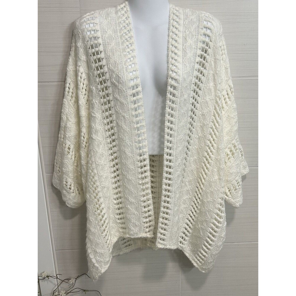 Sonoma Kimono Cardigan Sweater Ivory Open Knit One Size, Cozy Cabin Fall Winter